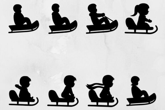 Download Sledding Kids Silhouette SVG - Kids silhouette Collection