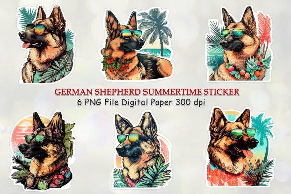 Download Summertime Sticker Dog, German Shepherd - Summertime sticker Collection