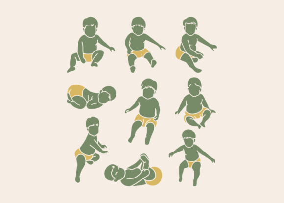 Download Cute Baby Kids Silhouette Vector - Kids silhouette Collection