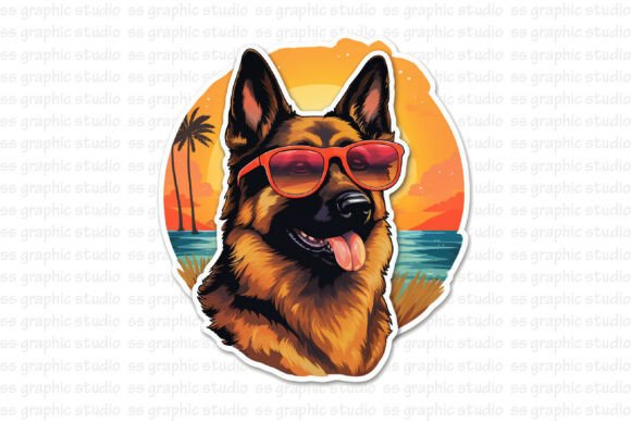 Download Summertime Sticker Dog, German Shepherd - Summertime sticker Collection
